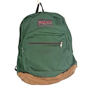 JanSport Right Pack JS00TYP7 Leather Bottom Backpack Green Laptop Bag 15”